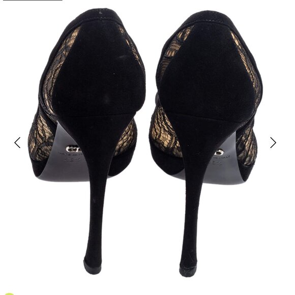 Dior Black Lace Peep-Toe Heels - Picture 6 of 14